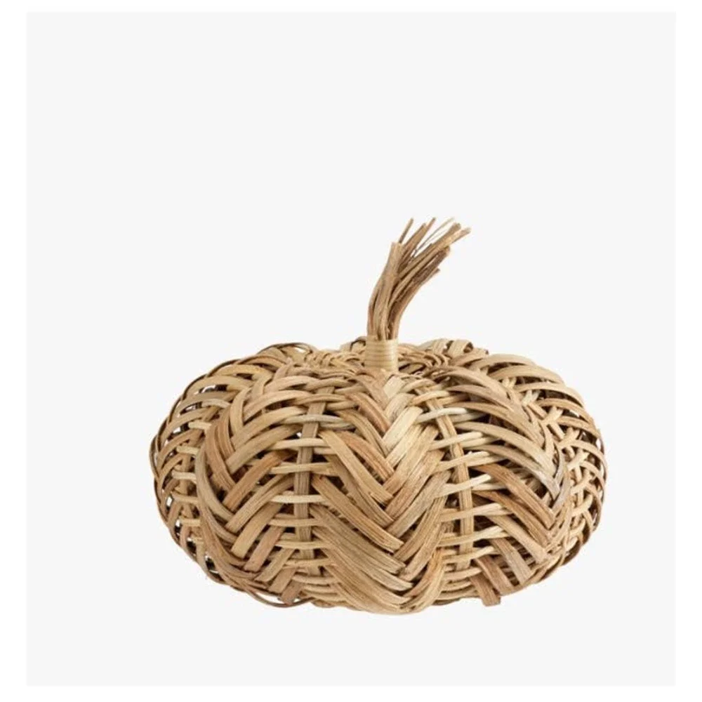 New Pottery Barn Decorative Rattan pumpkin MEDIUM wooden Thanksgiving Halloween